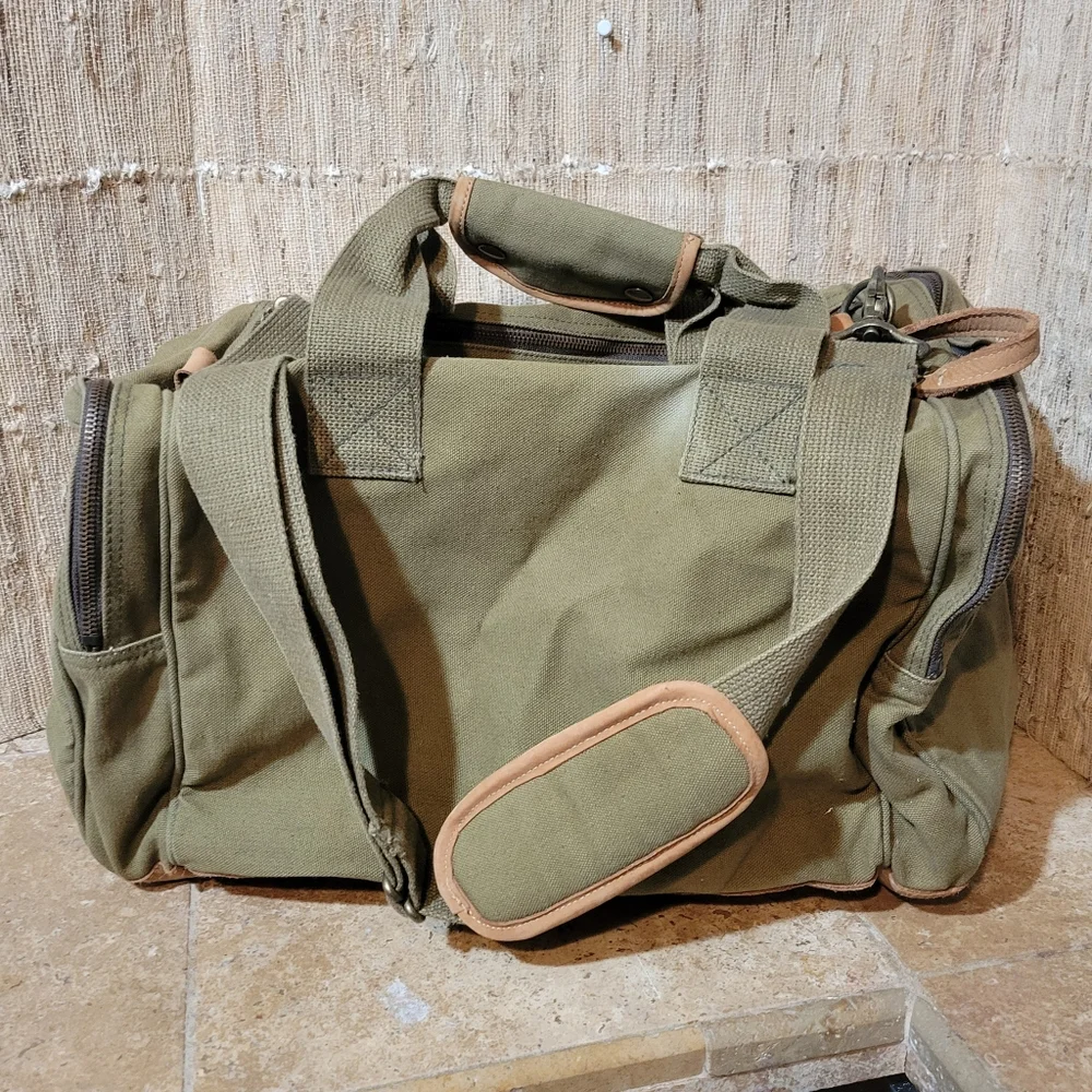 Vintage Duffel Bag - High Sierra canvas & leather overnighter duffel bag.